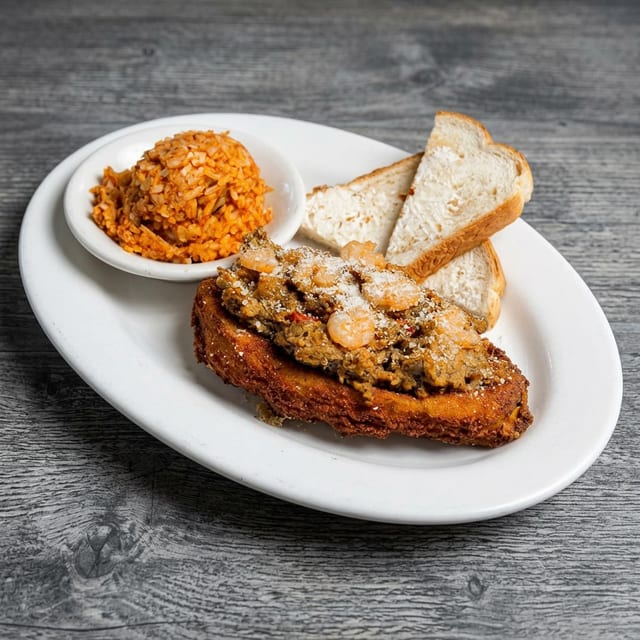 Stuffed Eggplant (Fried Eggplant Stuffed with an Eggplant & Shrimp Stuffing).